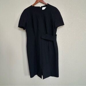 BOSS Hugo Boss Women’s Black Pinstripe Sheath Dress 12 Workwear Business
